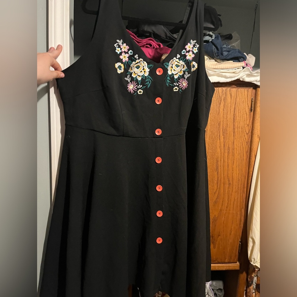 Black with floral detailing dress
